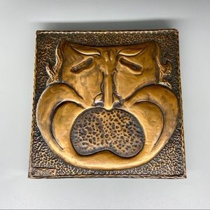 Mid Century Copper Drama Wall Plaque OOAK Handmade